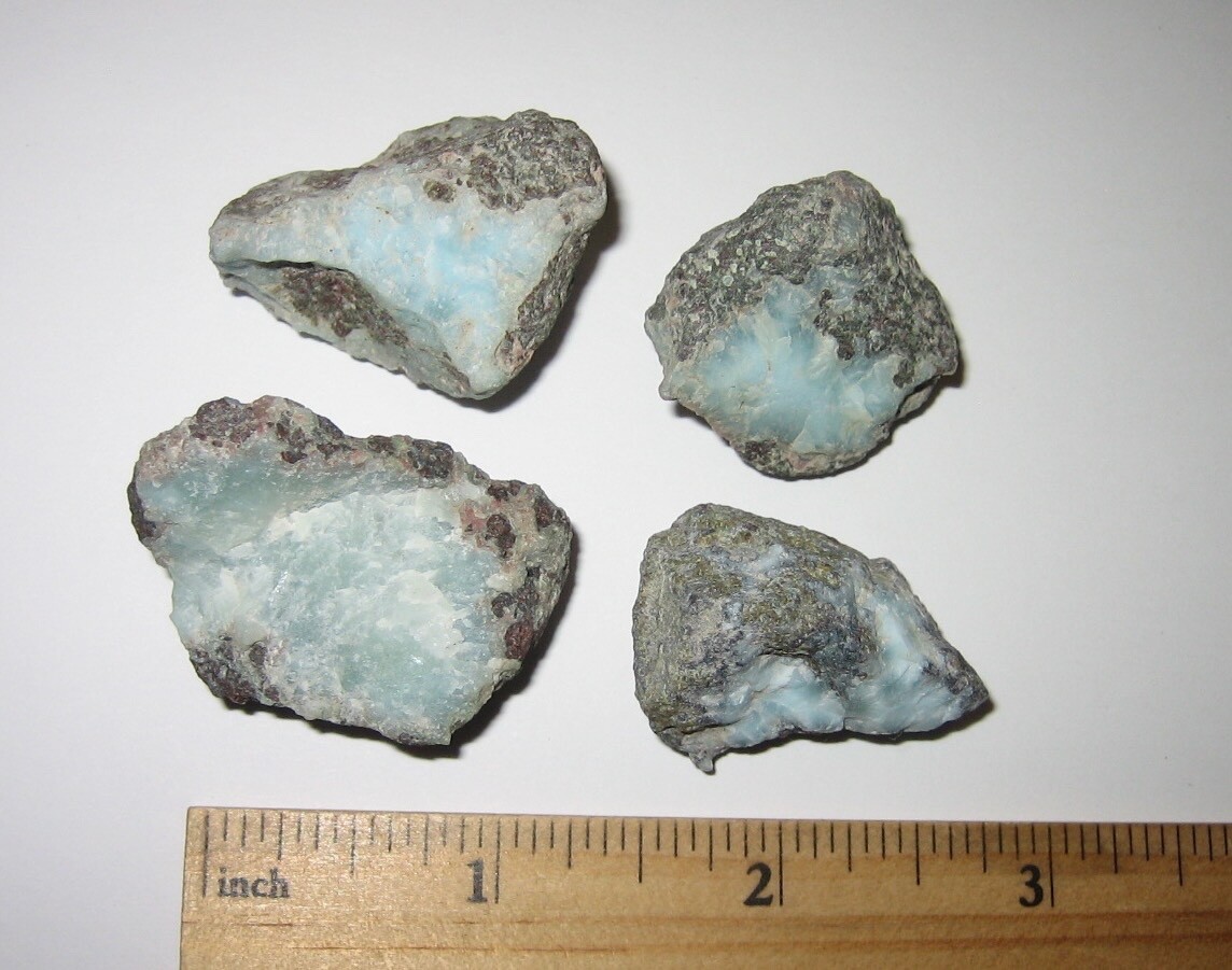 4 NATURAL ROUGH 0.9″- 1.4″ LARIMAR STONE MINERALS DOMINICAN REPUBLIC ~ 68.6g *1