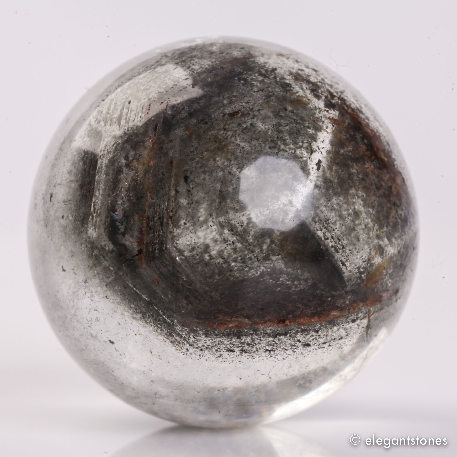 91g40mm Natural Garden/Phantom/Ghost/Lodolite Quartz Crystal Sphere Healing Ball