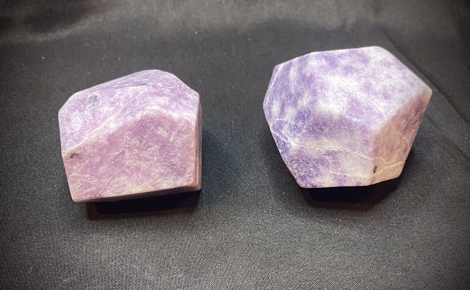 Pair Of Lepidolite Geometric Freeforms 245 Grams