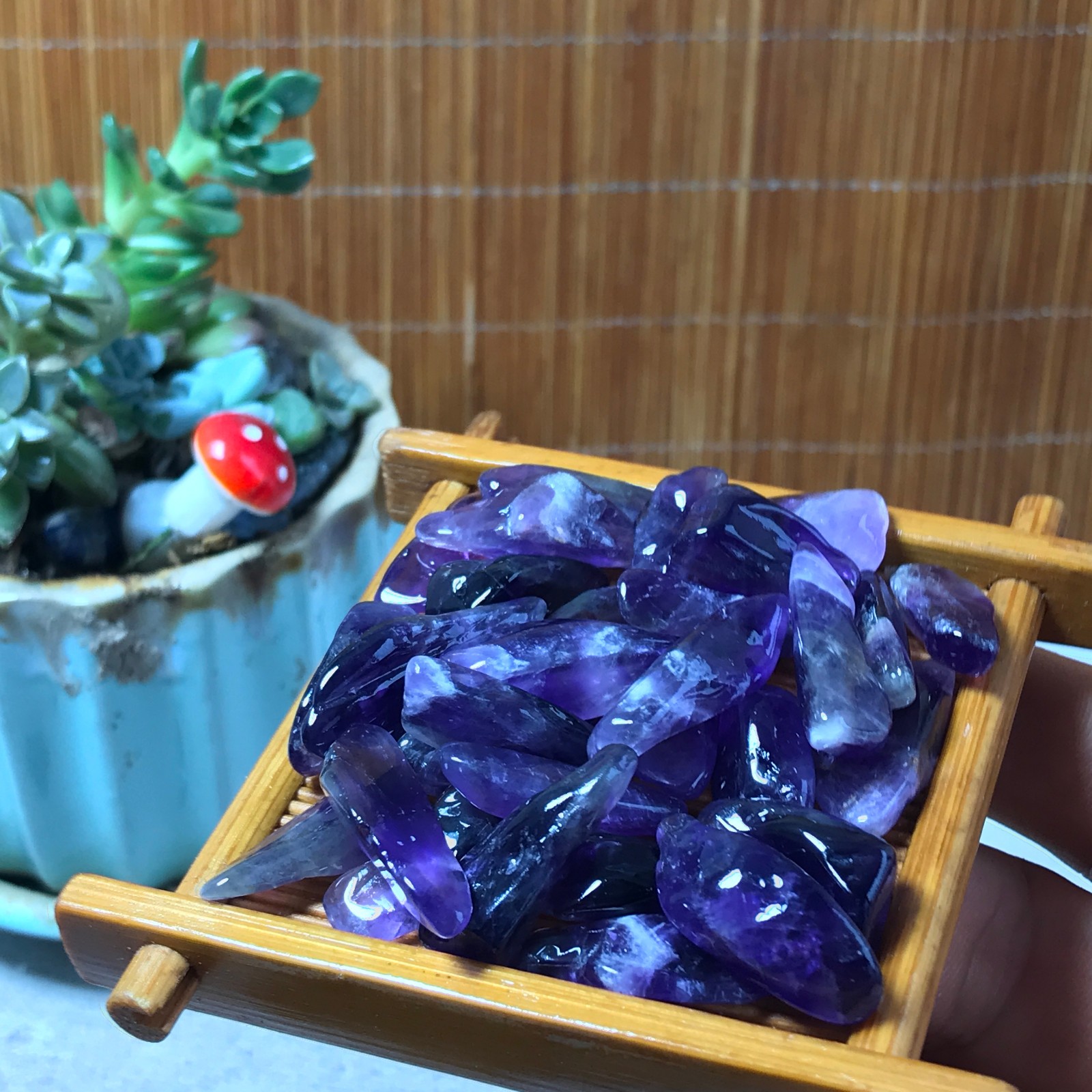 32pcs Natural Dreamy amethyst Crystal gemstone Polish Mineral Specimen 60g A6586