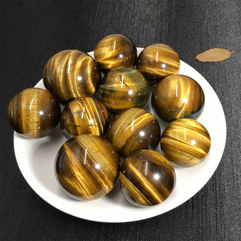 AAAA 40mm Natural Tiger’s eye jasper sphere Quartz Crystal Ball Healing US Ship