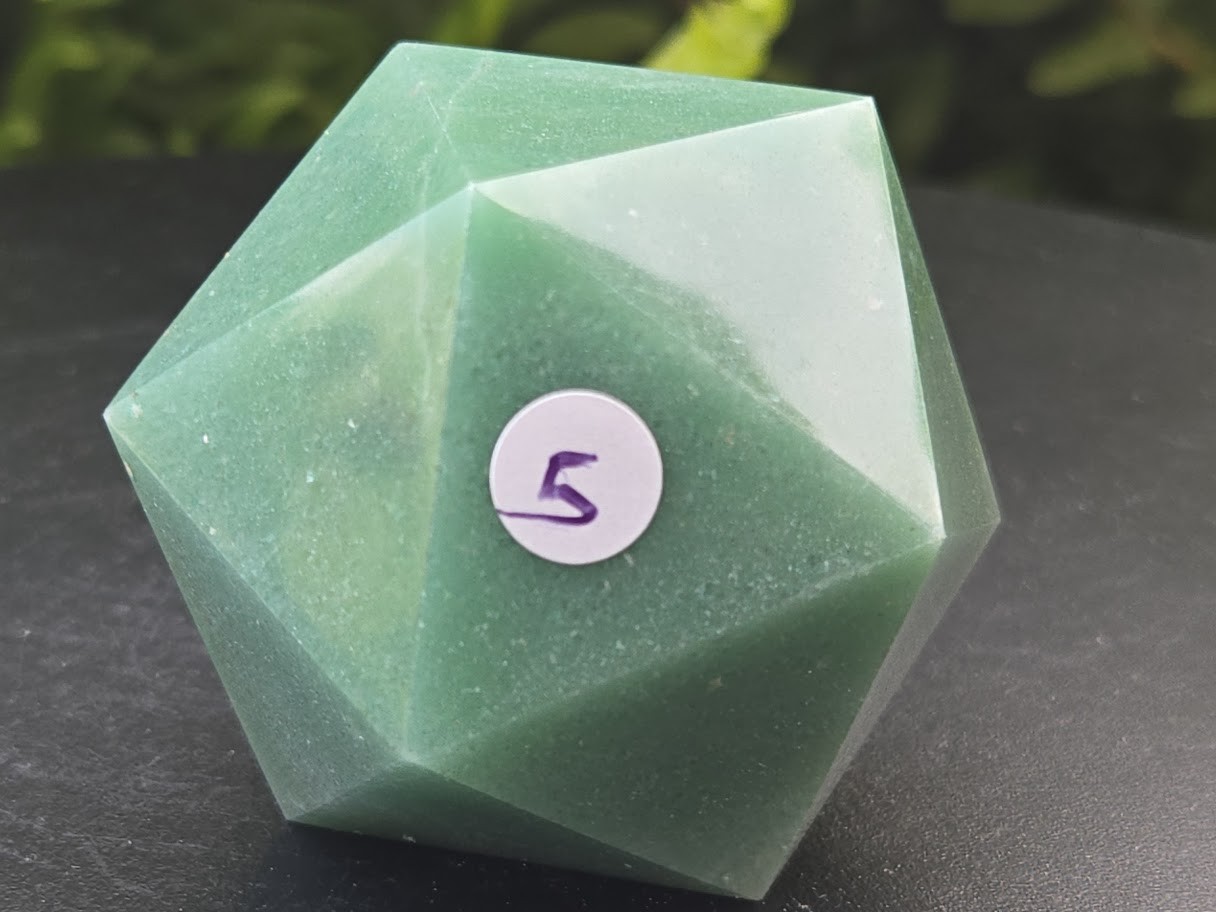 Green Aventurine Carved Geometric Icosahedron Large (60 to 70 mm) Decorative