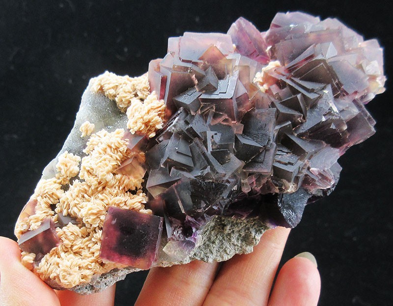 12.7cm purple FLUORITE&Barite crystal mineral specimens,AnHui,China!