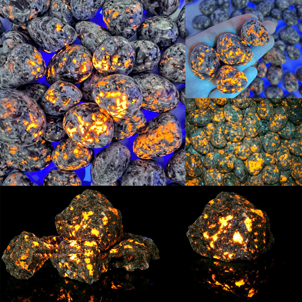 Natural “Raw” “Polished” Tumbled Rough Yooperlite Flame Fire Stone Fluorescent