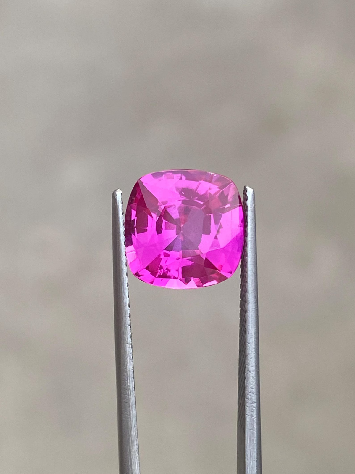 6 Ct Lab Grown Purplish Sapphire, 10x10mm Cushion Cut Loose Gemstone .