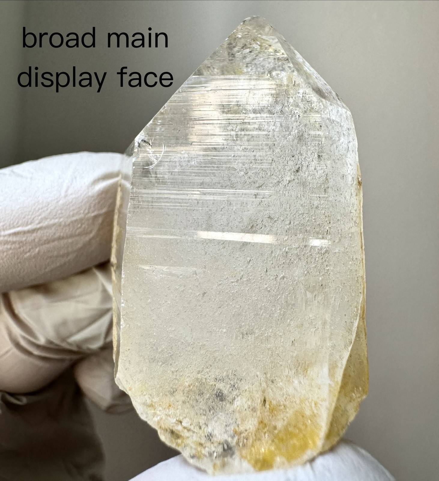 “Golden Archive Tablet” Ganesh Himalayan Flat Top Curved Lemurian Quartz Crystal