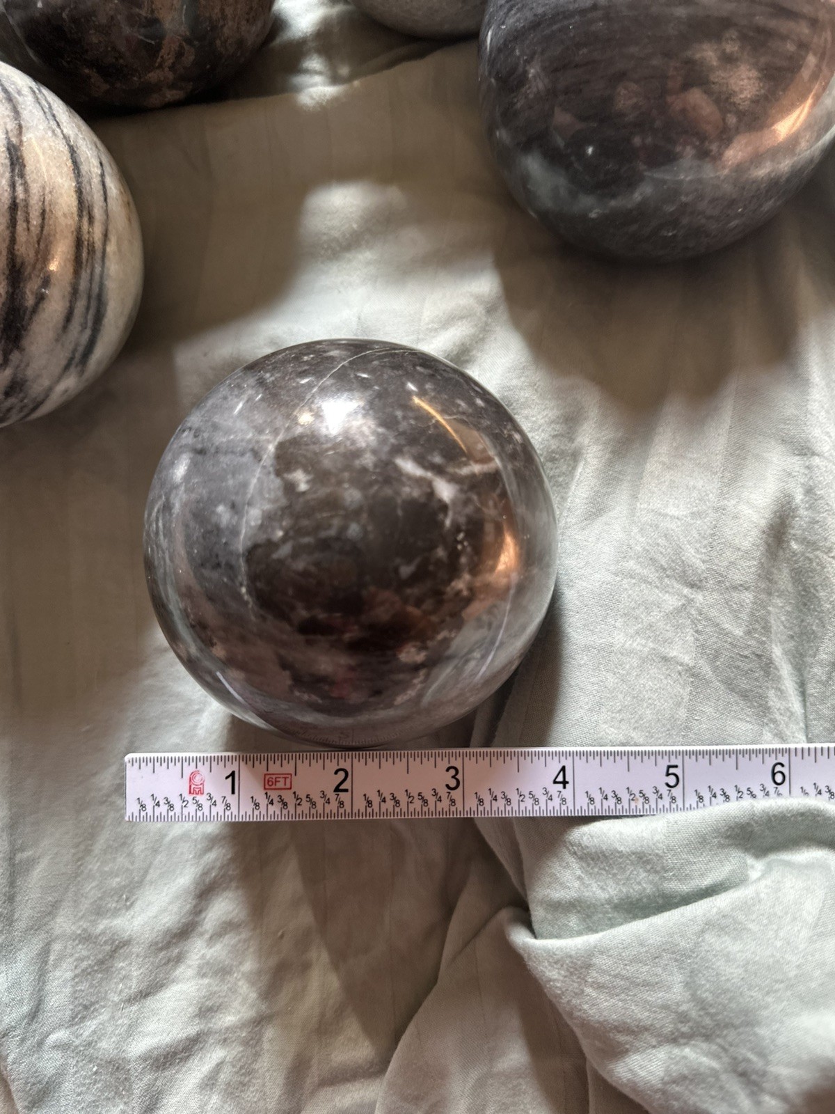 6 Solid Marble Polished Balls Decorative Sphere/ Orb Heavy Stone 3.75-4”