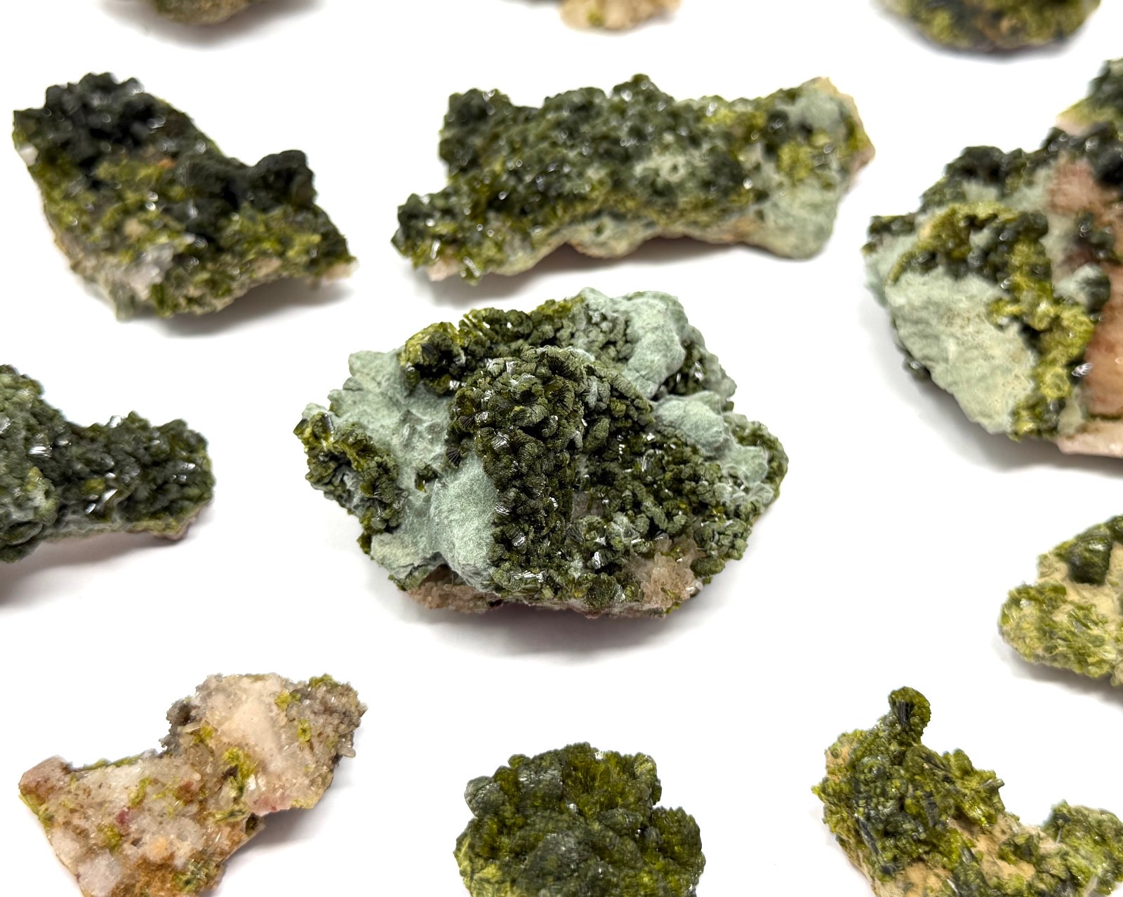Natural Epidote with Quartz Crystal Clusters – Fairy Forest Quartz Minerals