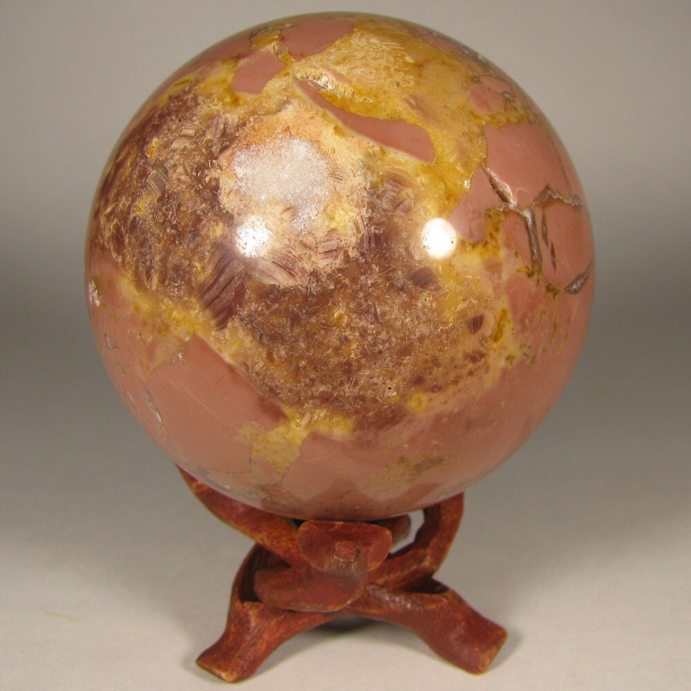 2.7″ PINK AGATE Polished Gemstone Sphere Ball w/ Stand – Brazil – 69mm
