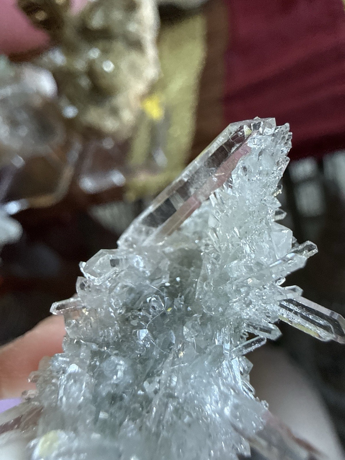 Clear Quartz Crystal Cluster Display Specimen on Acrylic Stand, 0.78 oz