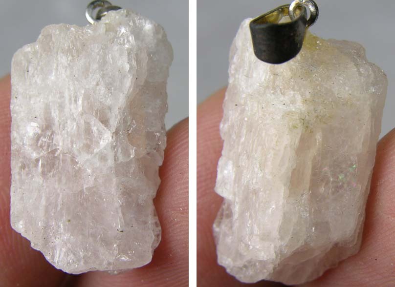 #2 Brazil 100% Natural Rough Raw Morganite Crystal Pendant 16.00ct or 3.20g