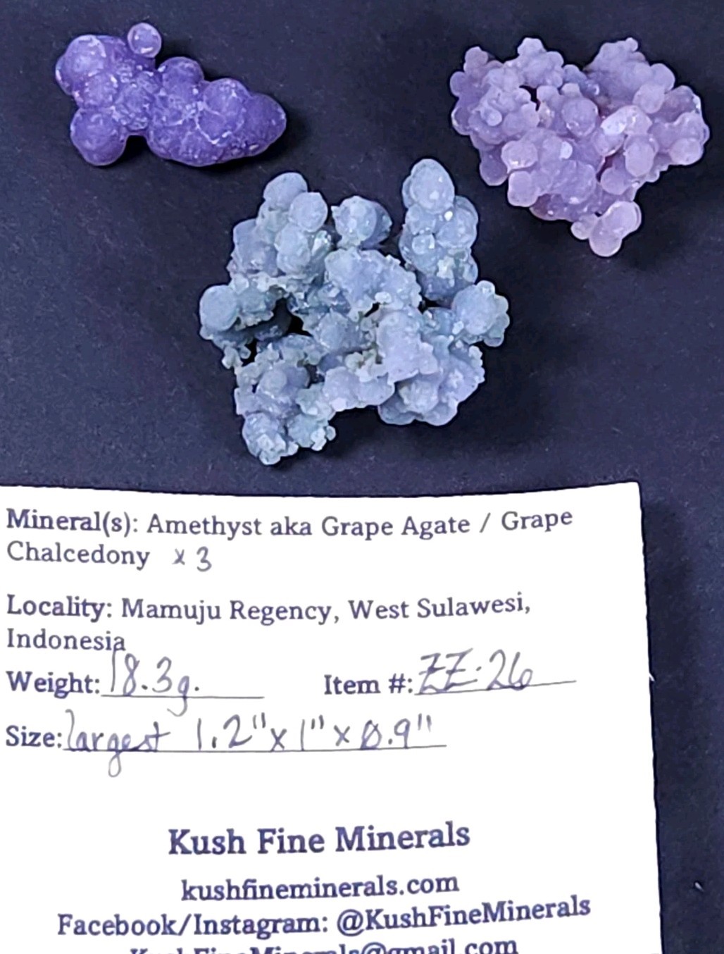3x A++ Sparkly Purple GRAPE CHALCEDONY Crystals Amethyst Indonesia Agate Quartz