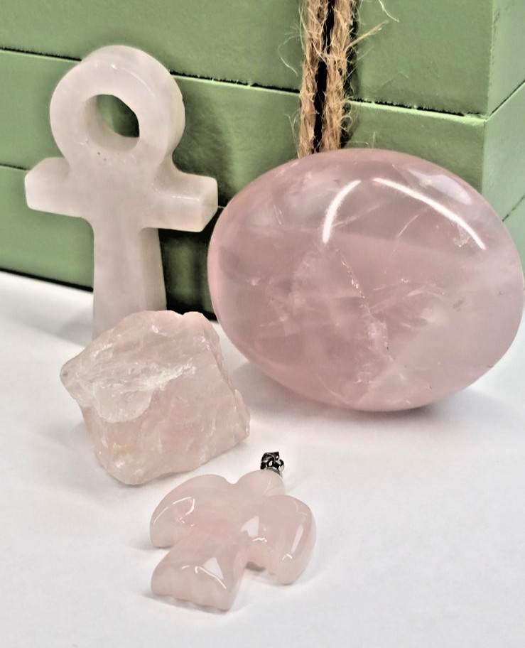 Rose Quartz Crystal Set Self Care Gift Calm Anxiety Relief Stones Bundle