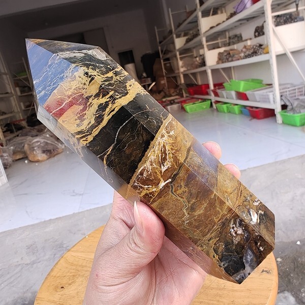 735g WOW! Natural Rare Pietersite Crystal Obelisk Quartz Tower Point Healing