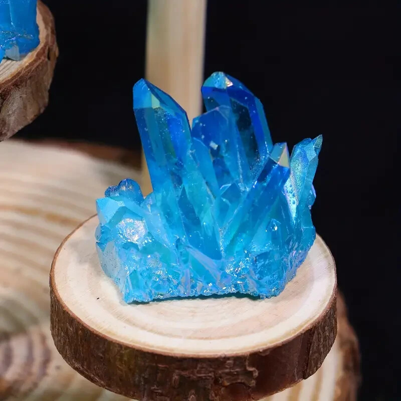 Aqua Aura Blue Quartz Titanium Cluster Mineral Specimen Healing Crystal 80-100g