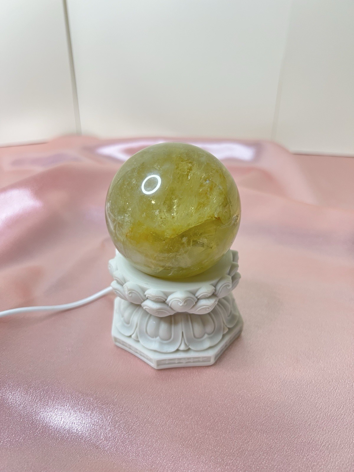 Citrine Crystal Sphere With Stand Light