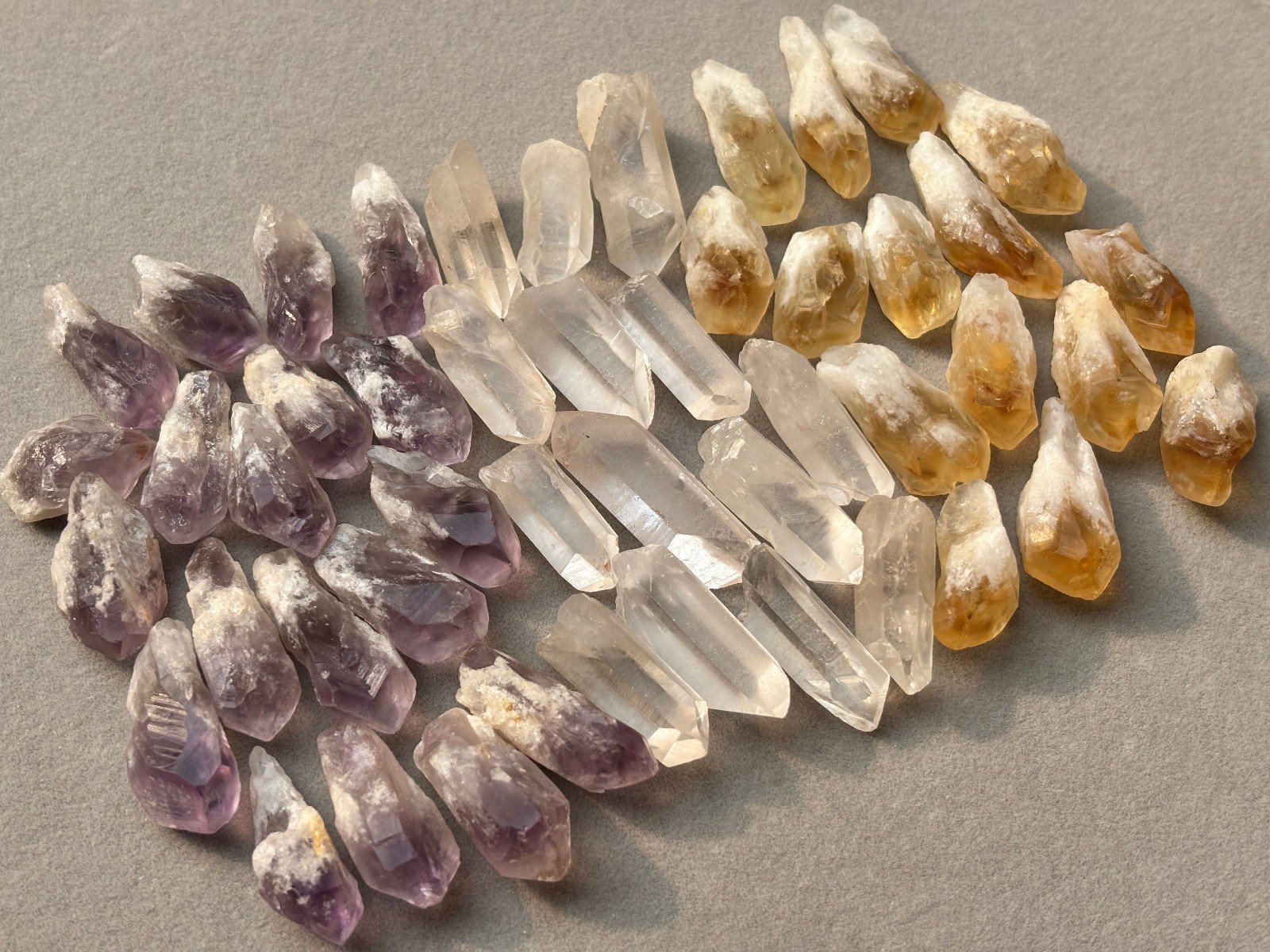 1/2 lb Mixed Lot Amethyst Citrine Clear Quartz Points Crystal Collection