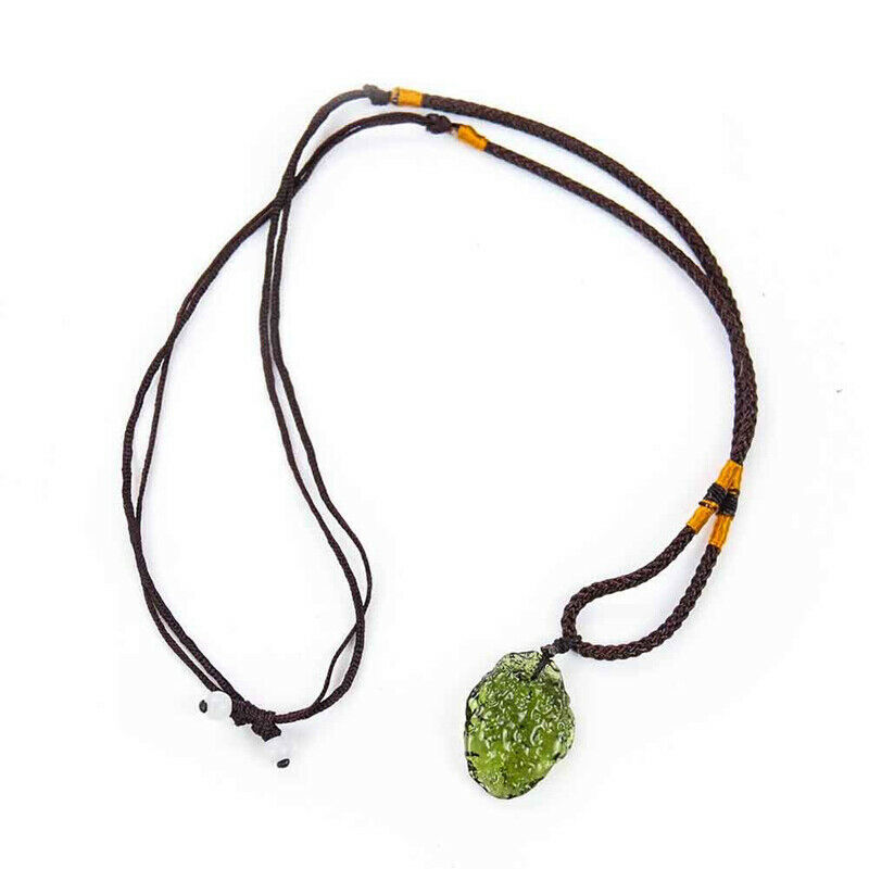 1-4PCS Rare Natural Crystal Green Gem Moldavite Meteorite Glass Necklace Pendant