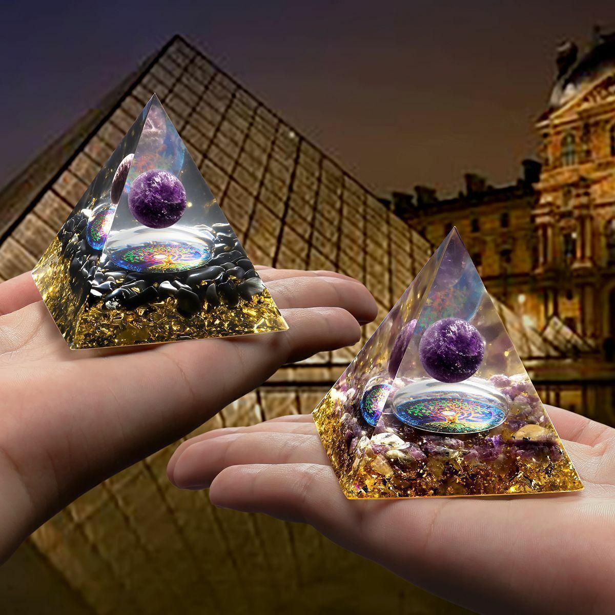 Orgone Pyramid Energy Generator Emf Protection Healing Meditation Orgonite Stone