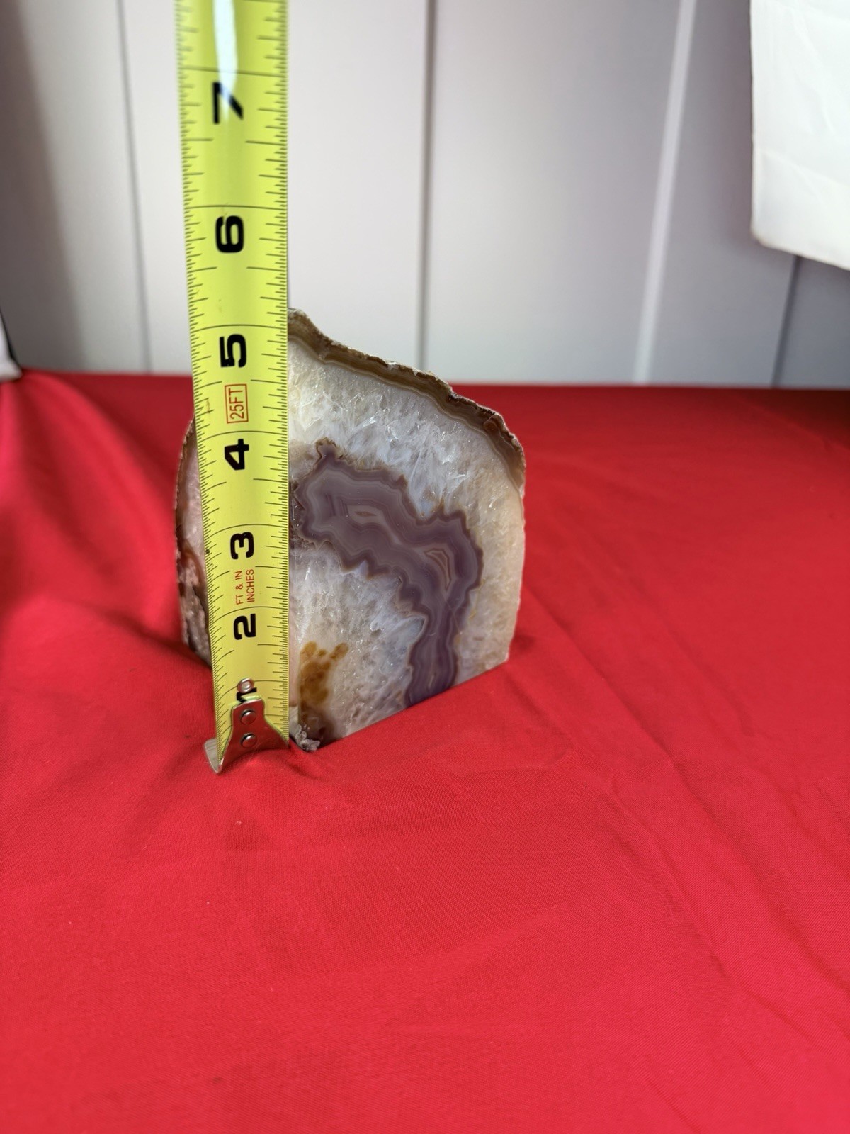 Natural Brazilian Agate Geode Bookend Polished Crystal Quartz Specimen 5.25”