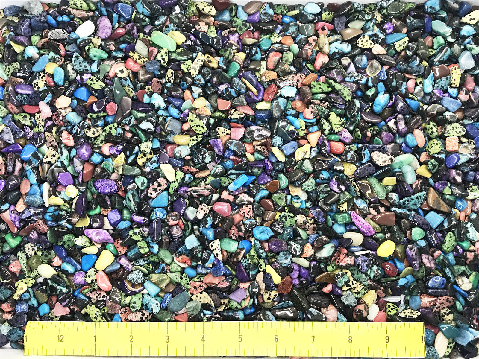 Gemstone Mix dyed X-Small (5/16-5/8″) polished mixed gemstones. 1 lb.