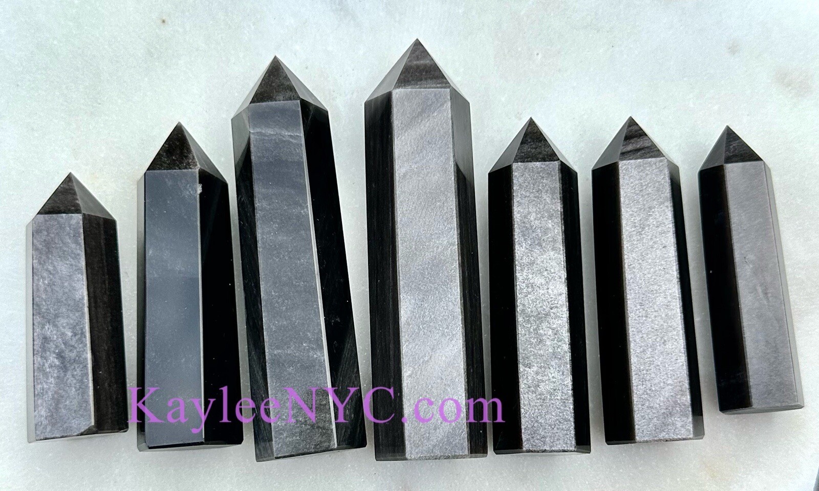 Wholesale Lot 1 Lb Natural Silver Sheen Obsidian Obelisk Tower Point Crystal