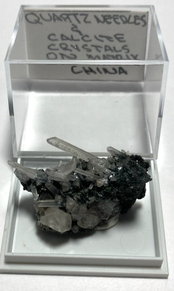 Quartz needles and Calcite Thumbnail from China