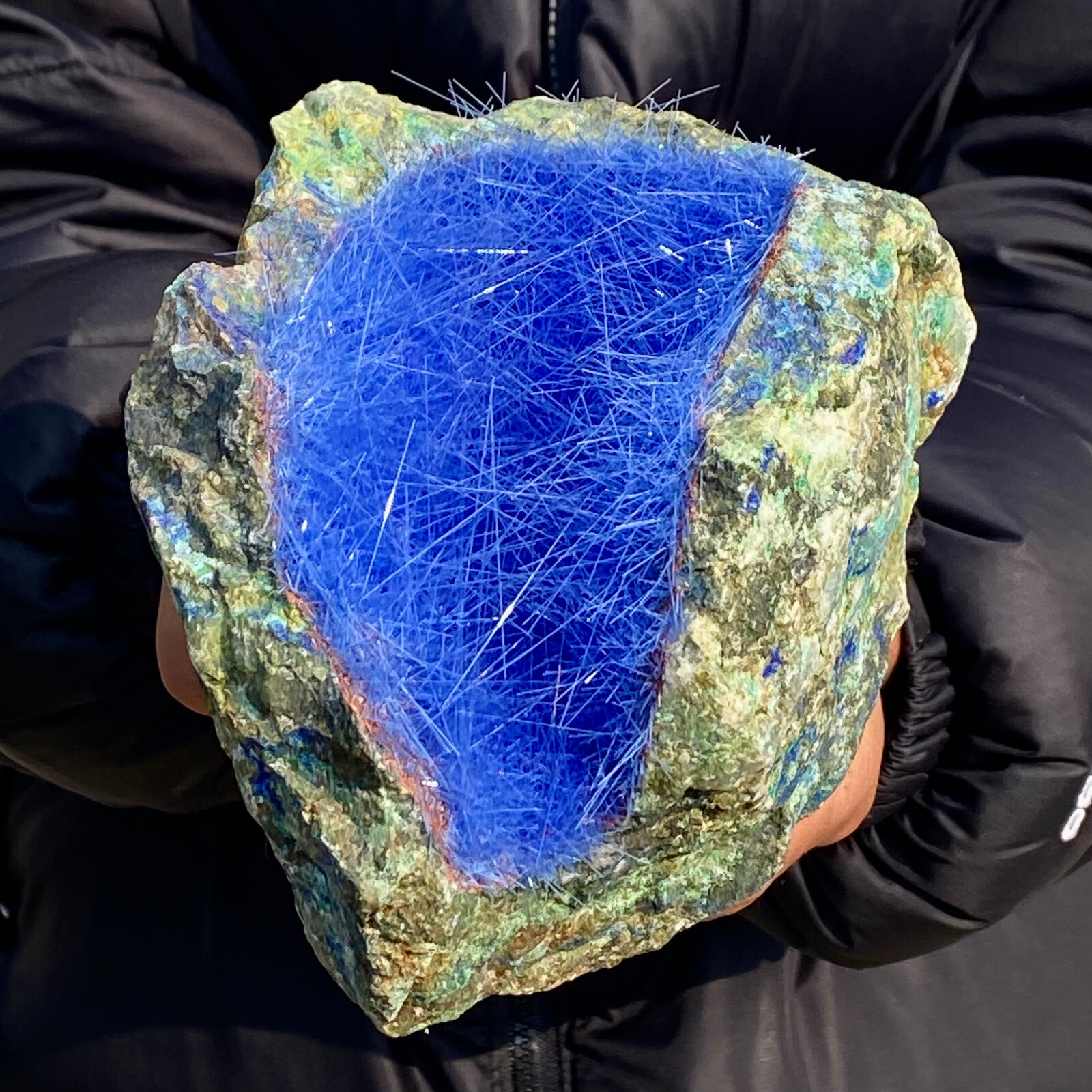 5.38LB Natural Blue Needle Iron Ore Mineral , Original Ore Quartz Crystal
