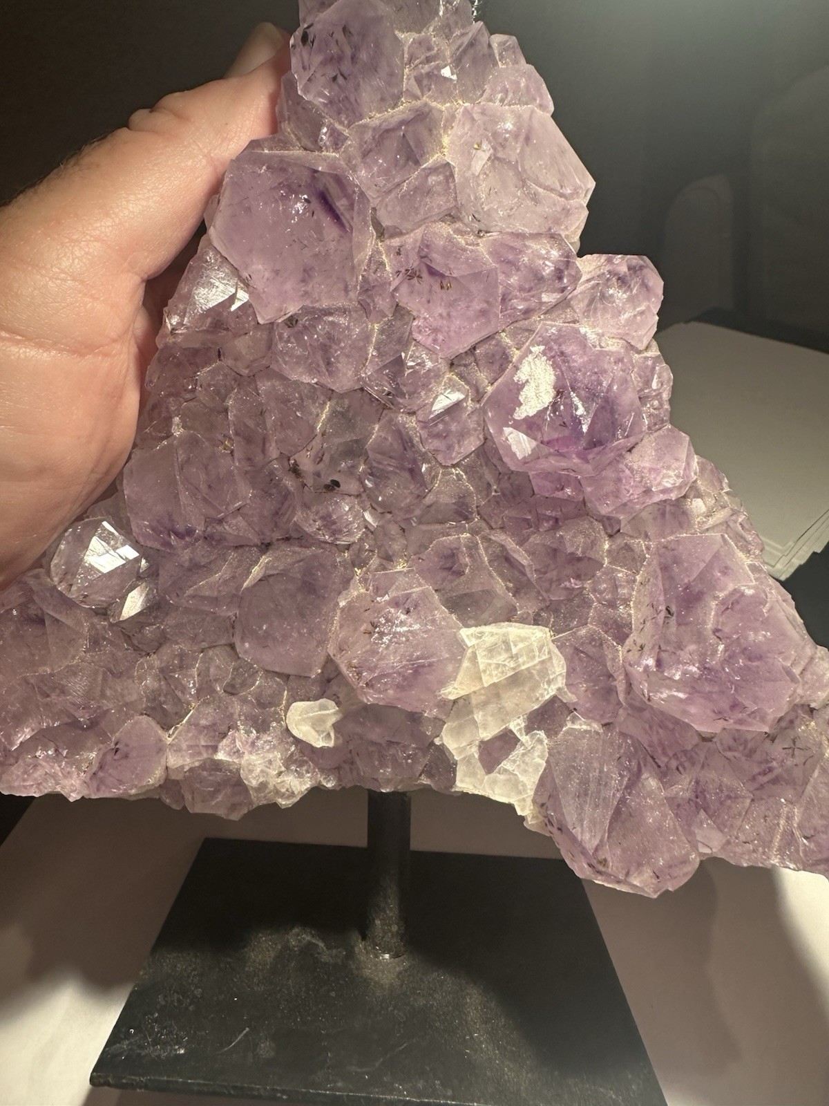 5 Lb 2 oz 2345 Gram Amethyst Crystal Geode 6″x6″x2.5″ on Metal Base!!!