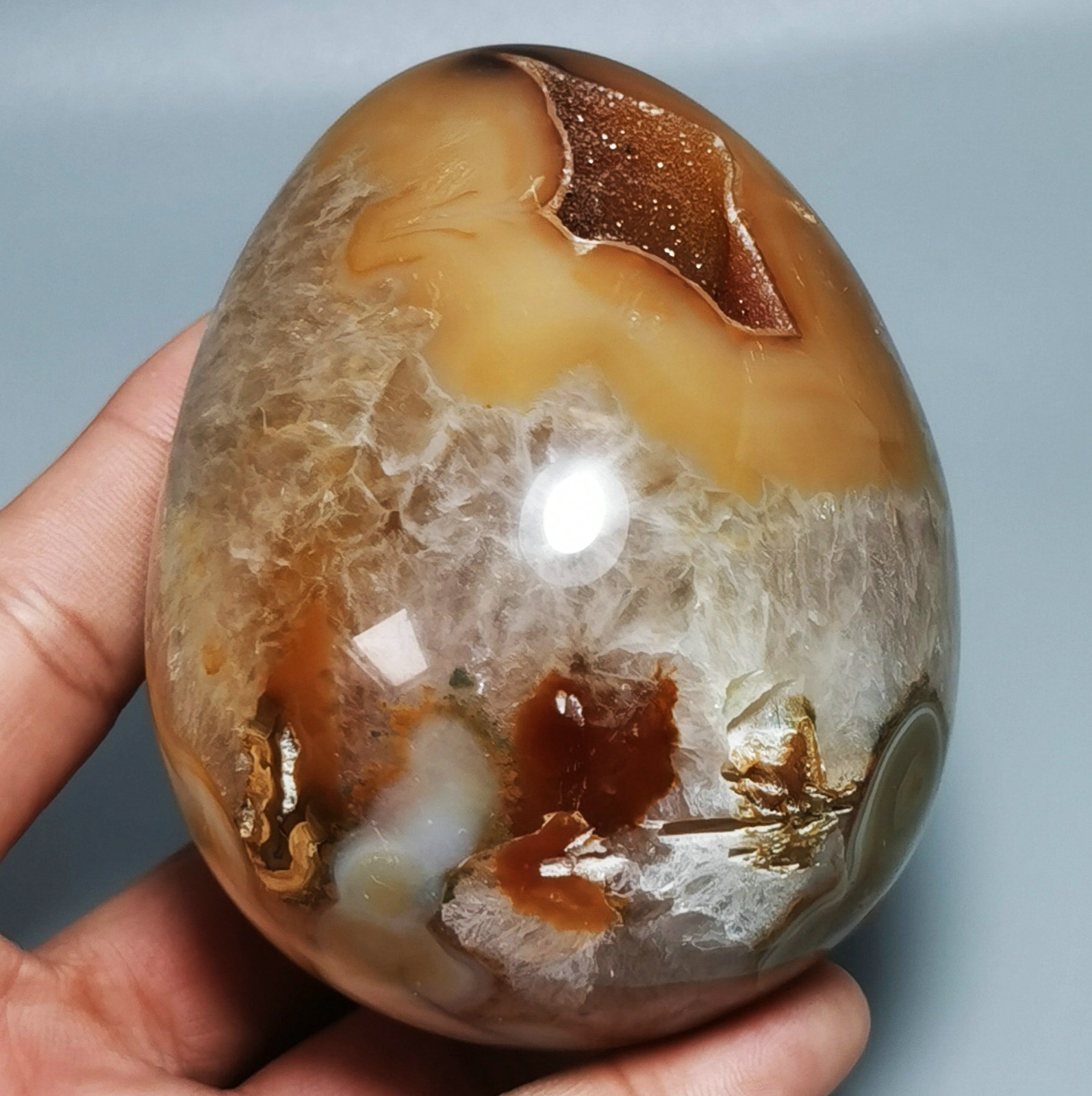 Natural BIG GEODE AGATE SPHERE EGG REIKI STONE HEALING