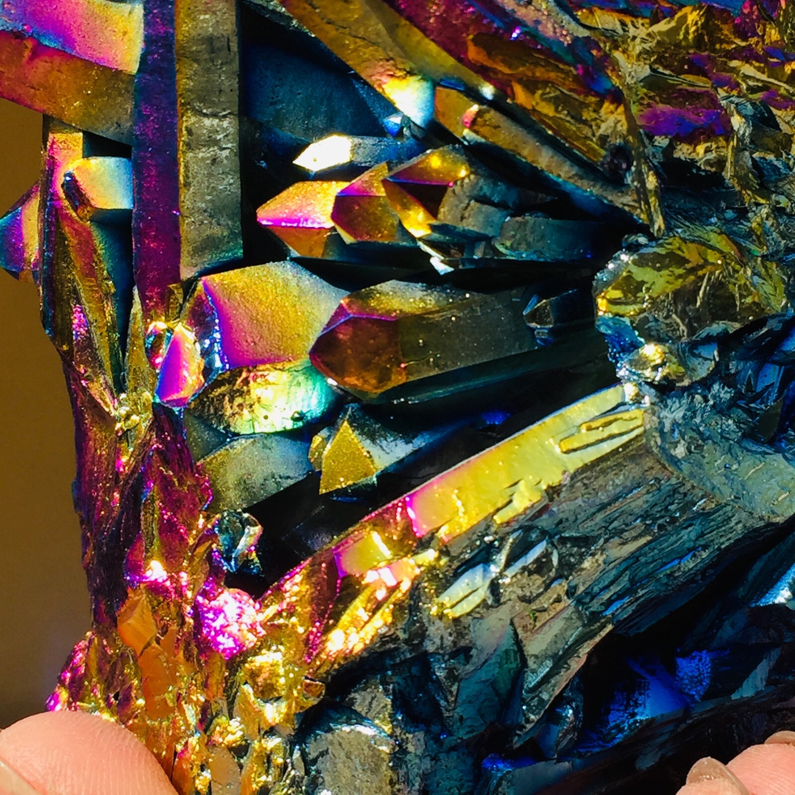 1015g Large Flaming Rainbow Quartz Titanium Crystal Cluster Specimen Healing