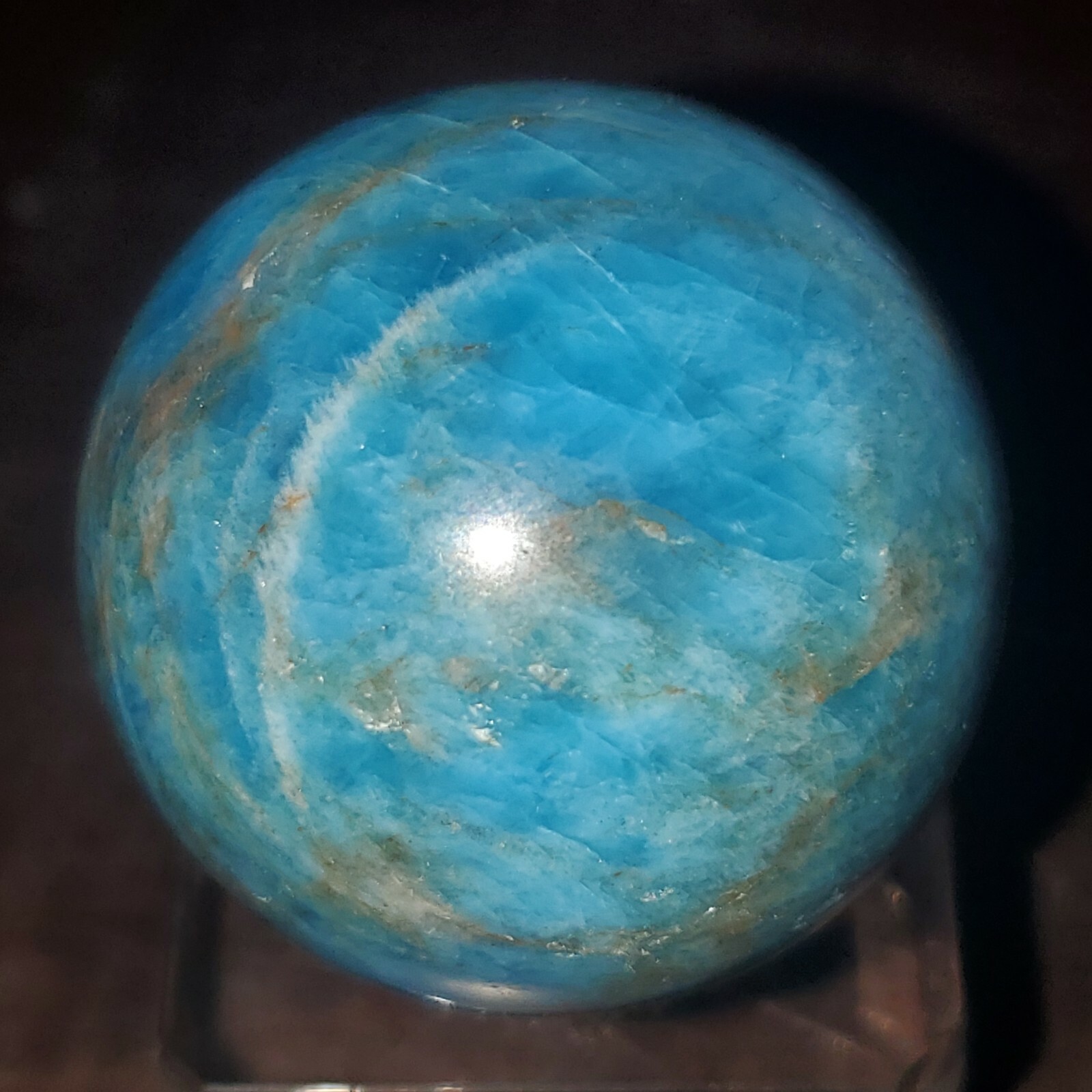 Blue Apatite Sphere Orb Ball Marble 32mm, 55g