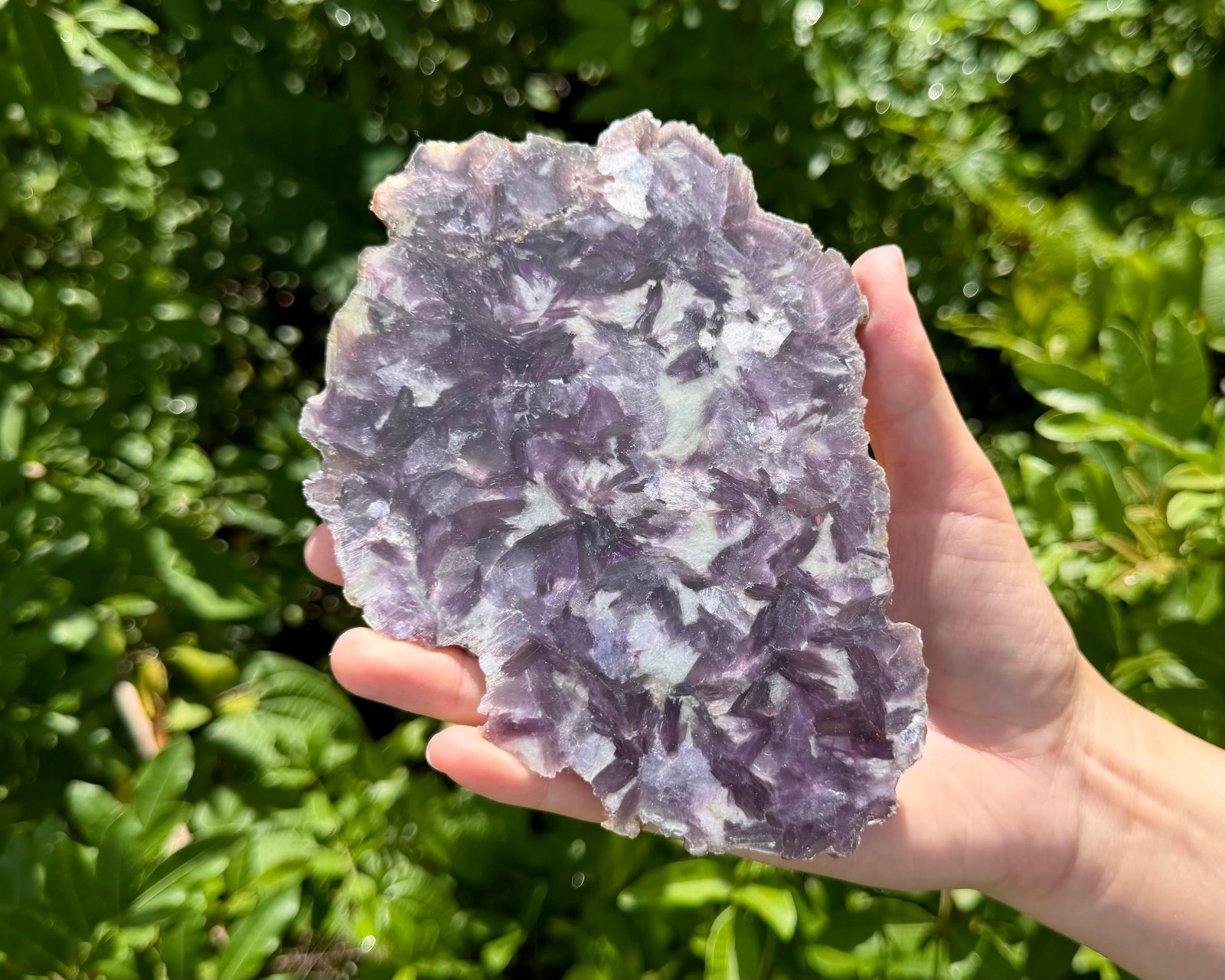 JUMBO Natural Lepidolite Slabs & Stand, AAA Grade Rough Lepidolite Crystal Slice
