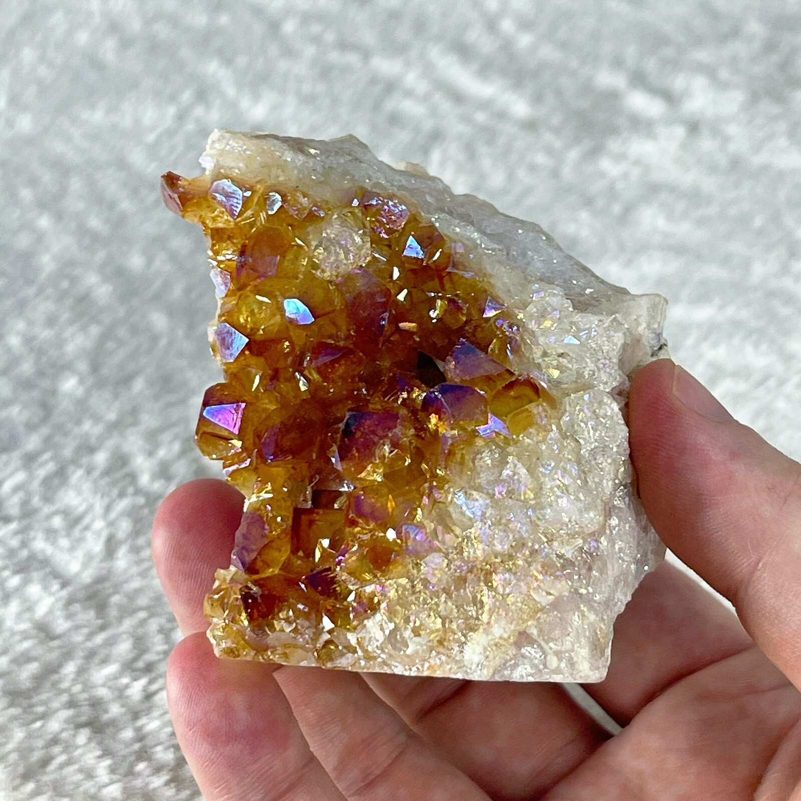 334g Aura Citrine Cluster Rare Mineral Specimen Titanium Coated Stone
