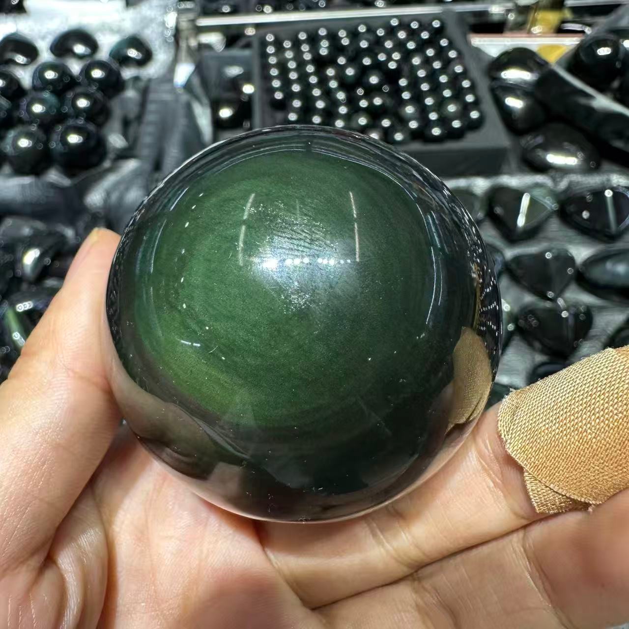 1pc Natural Rainbow Obsidian Quartz Carved Sphere Crystal Ball Reiki Decor