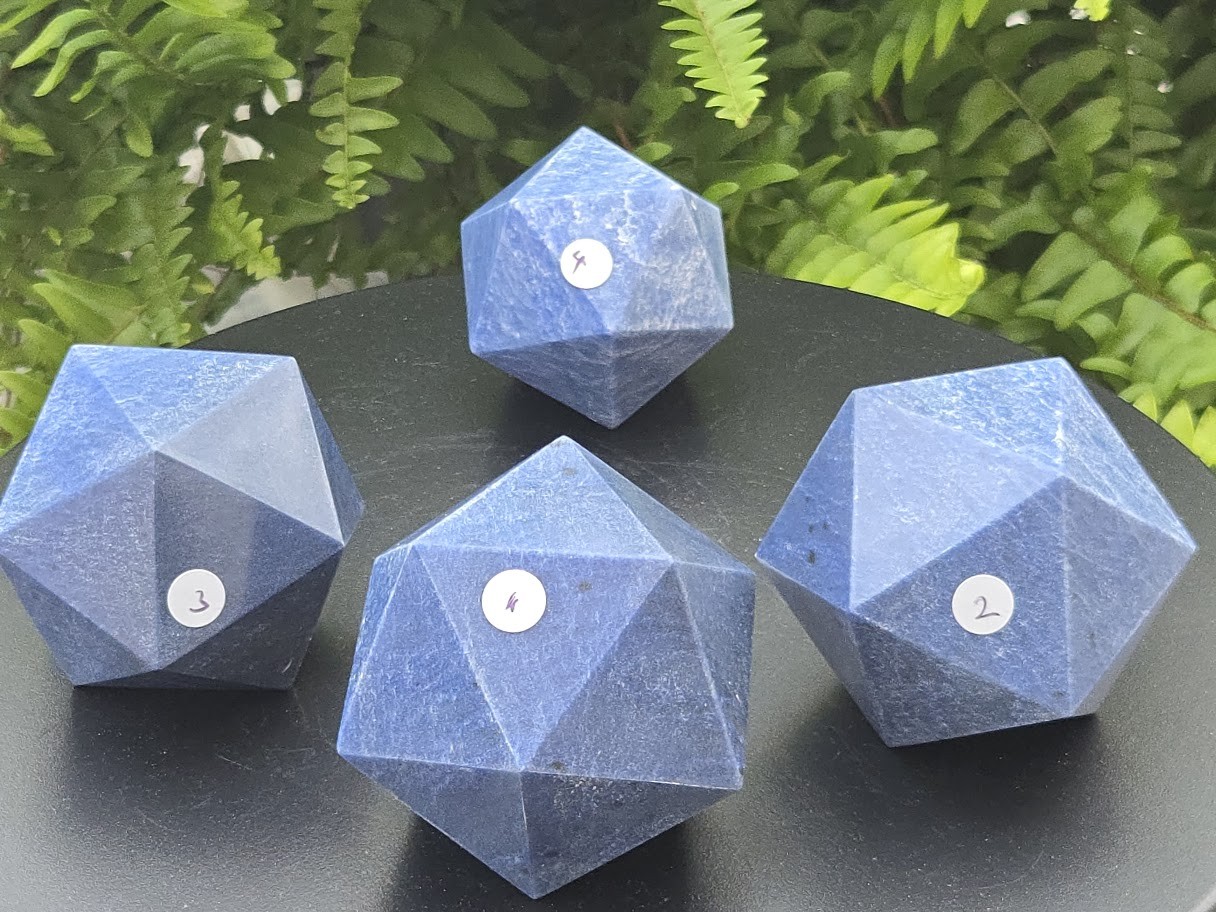 Blue Aventurine Carved Geometric Icosahedron(170+gm; 58+mm) Gemstone, Brazil
