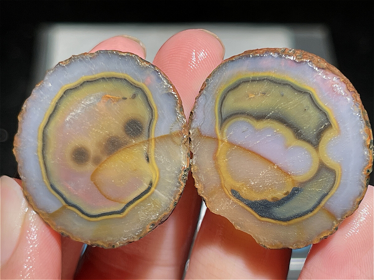 1Pair China Agate Hebei xuanhua natural Crystal Geodes collectible 24g D261
