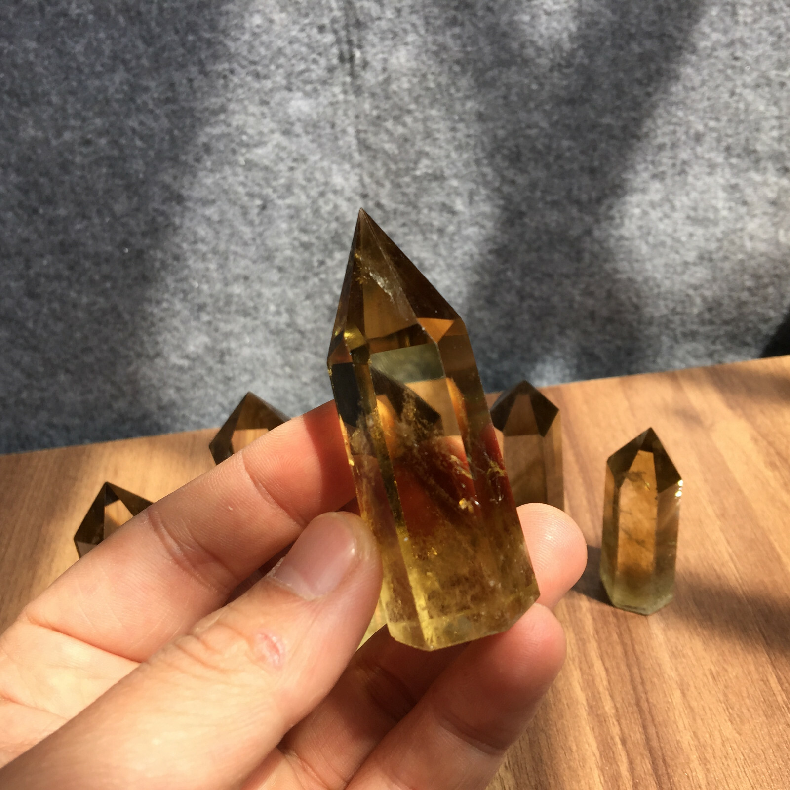 1PCS natural smokey citrine quartz obelisk crystal wand point healing