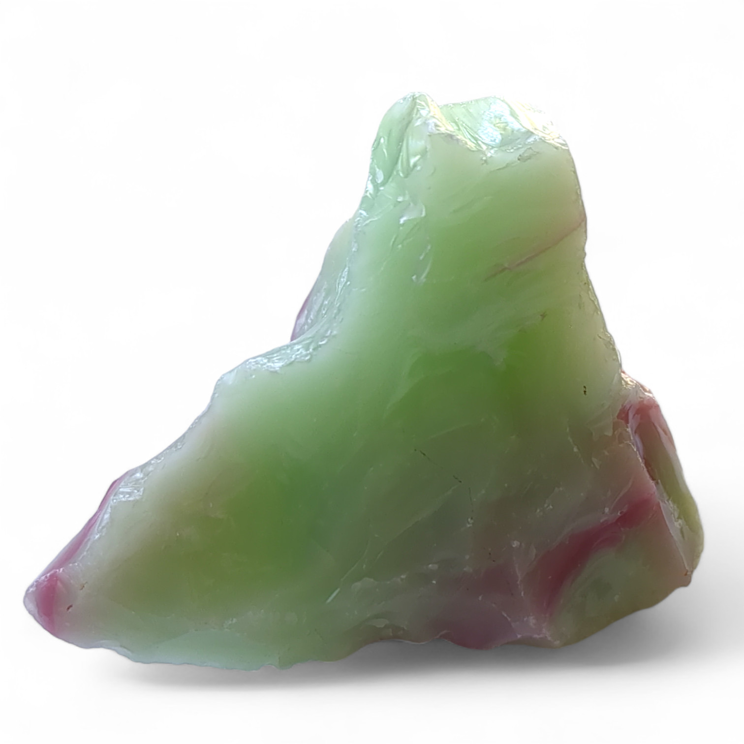 Jadeite Lime Pink Infused Art Glass Cullet Glowing Opaque Uranium Slag #4GX95