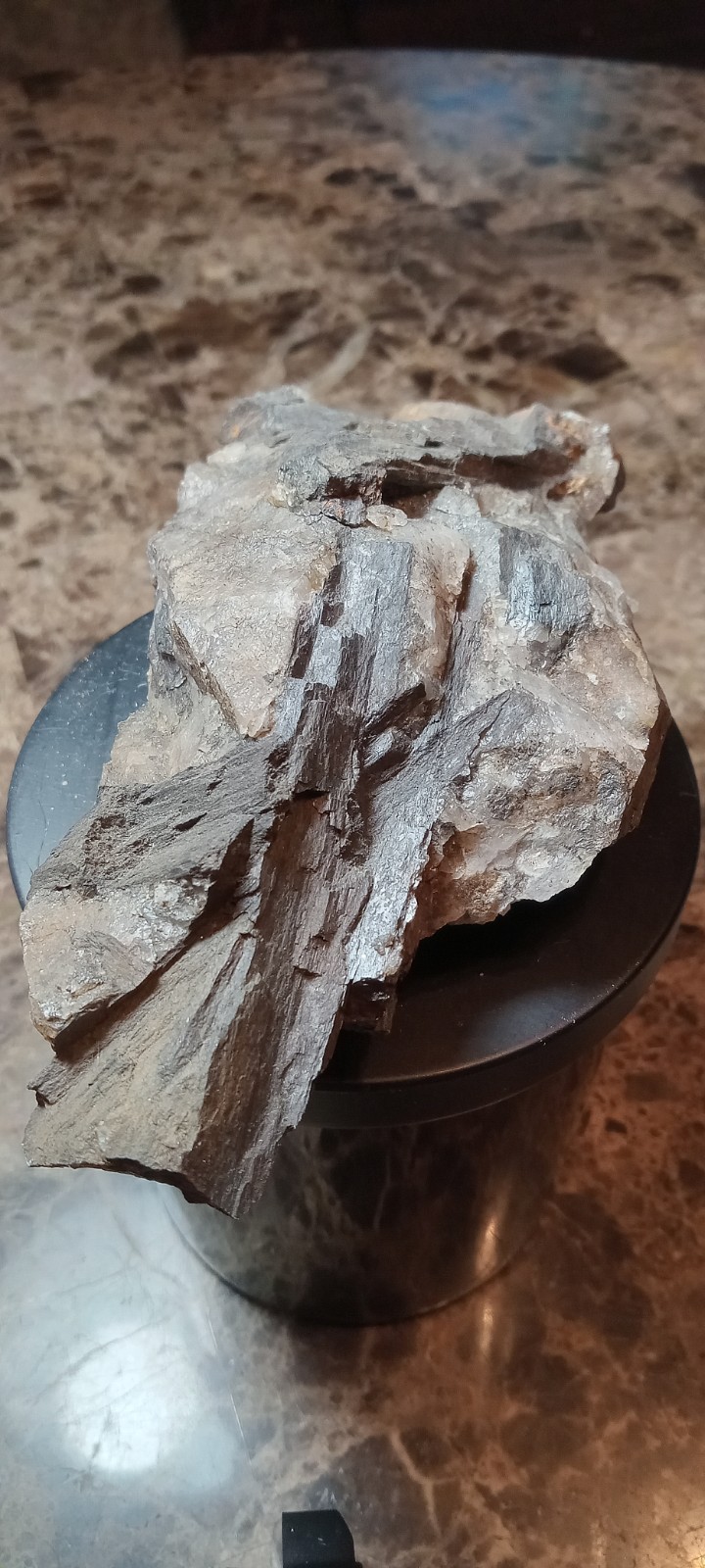 Arfvedsonite crystals in matrix mineral specimen from Hurricane Mountain NH