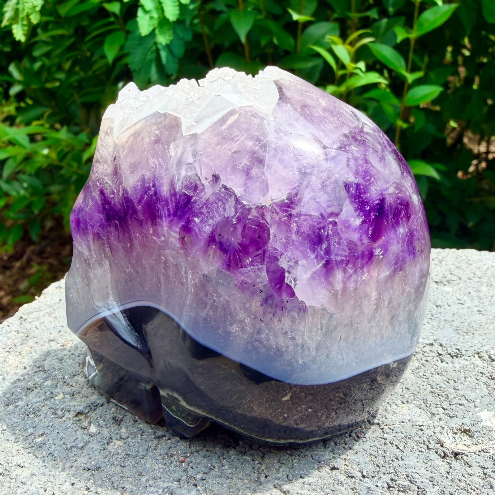 1.96lb Amethyst agate crystal cave skull, Rare hand carved skull specimen