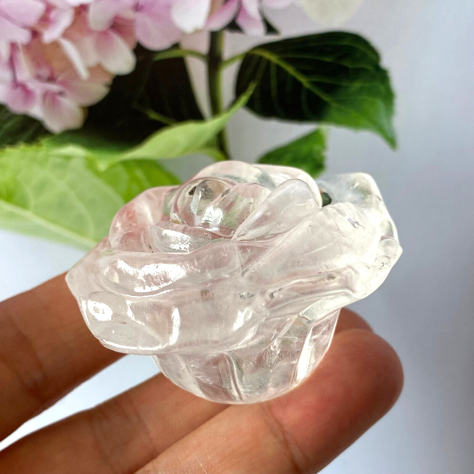 Natural clear quartz roses flowers skull hand carved reiki Healing 1pc