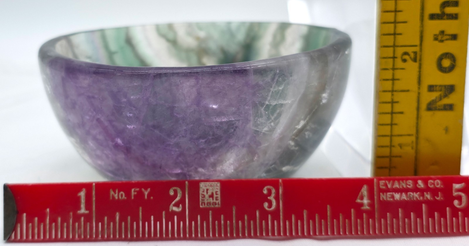 Carved Rainbow Fluorite Bowl Multicolor Crystal Display Specimen