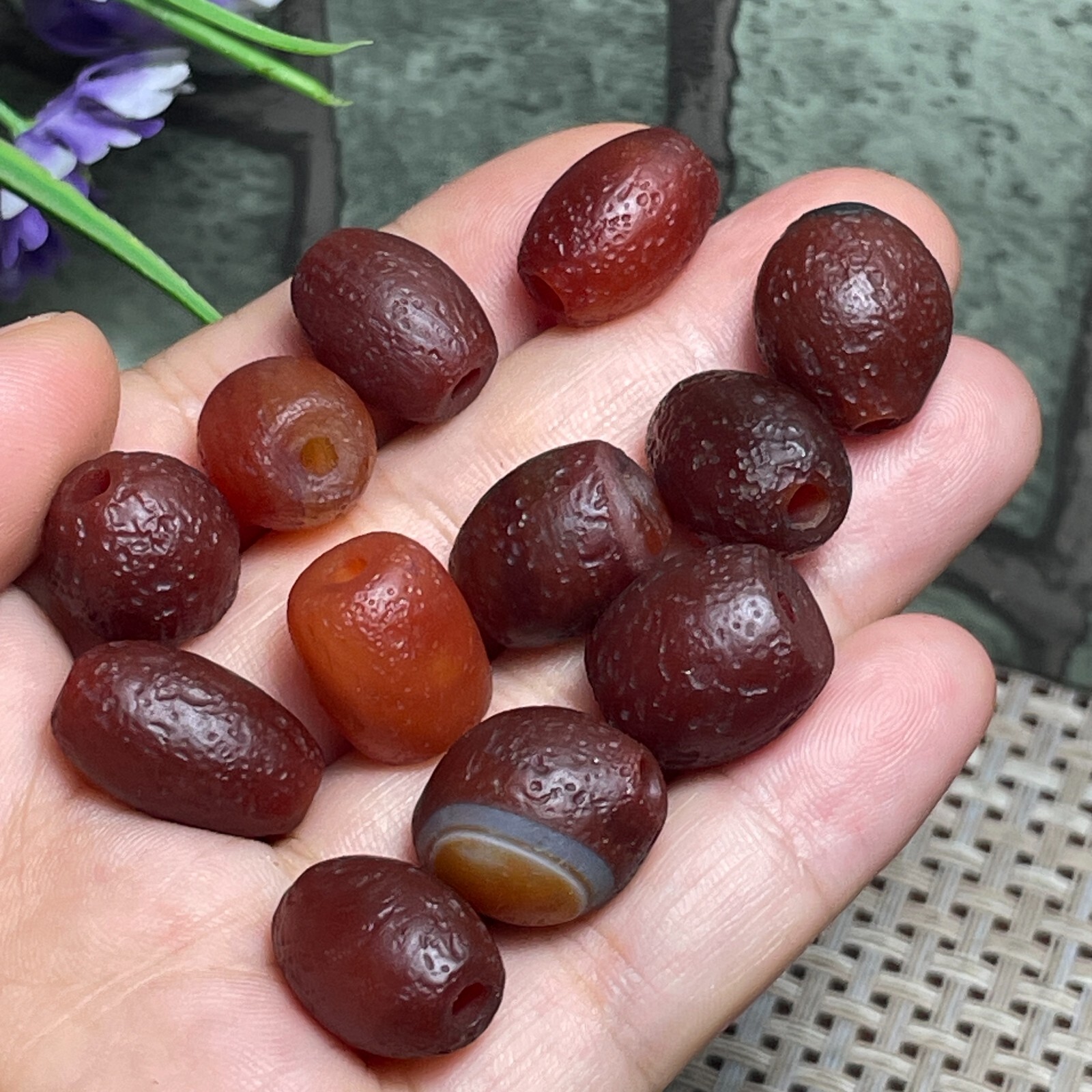 12pcs Rare Red Agate stone original stone specimen 42g m8313
