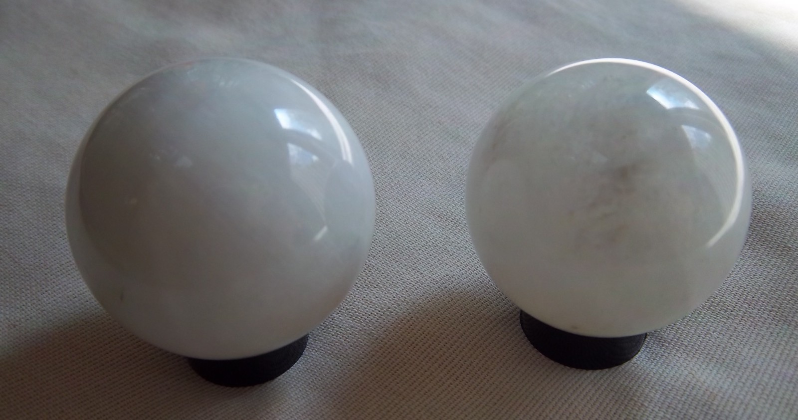 Two Milky White Quartz Spheres–Largest Is About 1 1/4″ Diameter