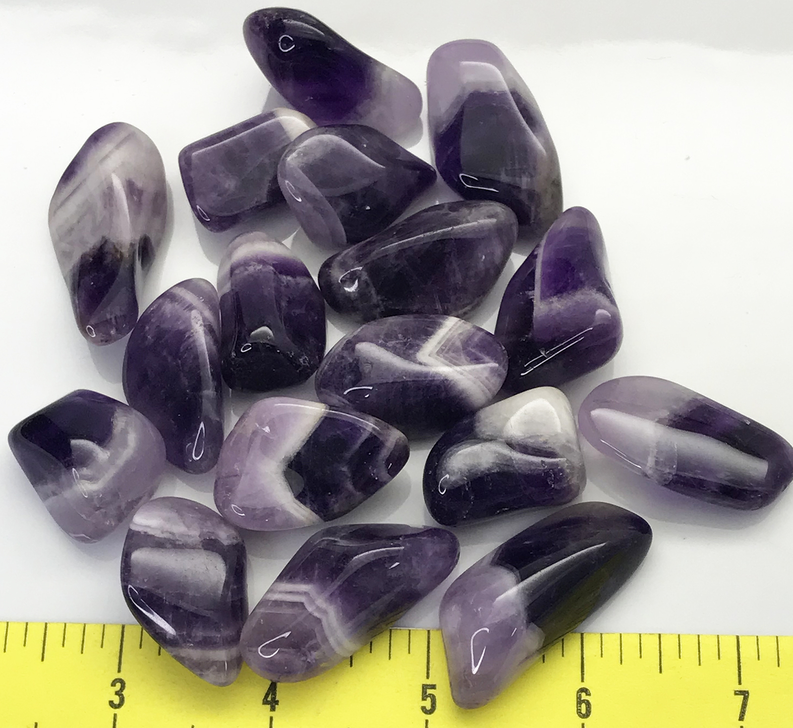 AMETHYST Banded Large (7/8-1-1/4″) A Grade polished stones. 1/2 lb