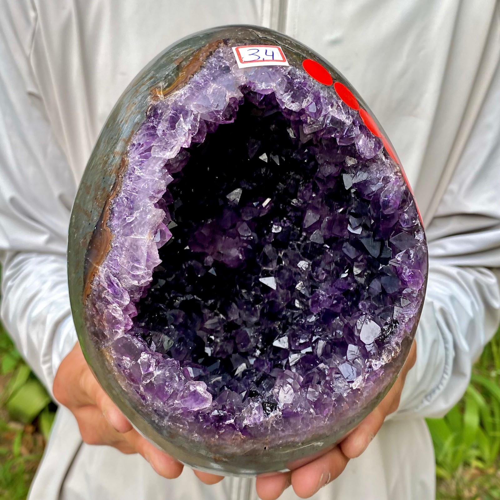 7.47LB Large Natural Amethyst geode quartz cluster crystal Egg specimen Healing