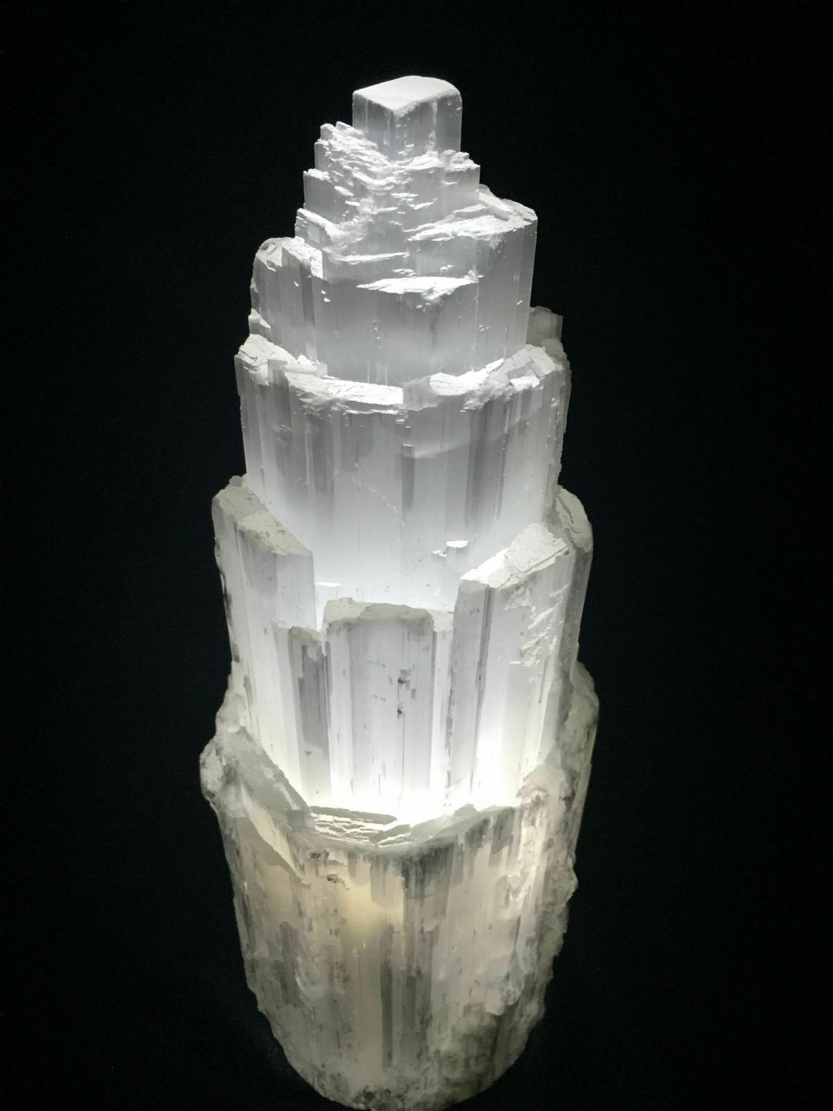 15 16 ” Extra Large Selenite Tower Lamp White Natural Crystal Light LED Cord XL