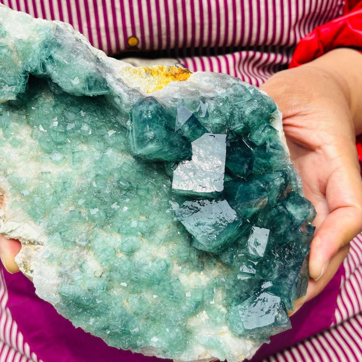 5.25LB Natural Green Fluorite Crystal Cluster Cubic Fluorite Specimen healing