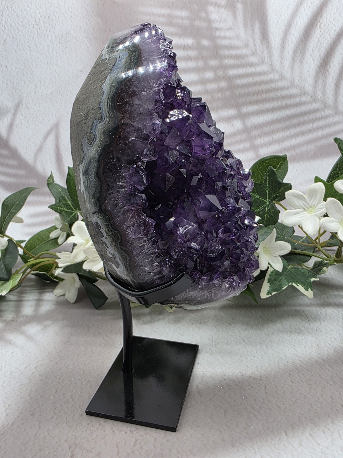 Uruguay Amethyst Geode Crystal Display Piece, Complimentary Utility Stand Inclue